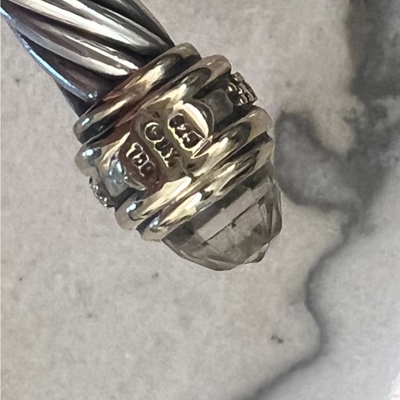 David Yurman Smoky Quartz 7mm Cable Bracelet with 18 ct gold and pave diamonds - Picture 6 of 7